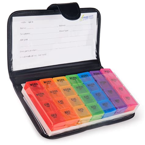 Weekly pill organizer 2 times a day - Betife Pill Organizer 7 Day 2 Times a Day, Weekly Travel Pill Case, AM PM Medicine Organizer with Daily Portable Pill Box, Large Week Pill Container for Vitamin, Supplement, Medication（White） 4.6 out of 5 stars 196. Quick look. $12.99 $ 12. 99. 2PCS Pill Case Organizer Pocket Small Pill Holder,Daily AM & PM containers,Medicine Holder,Ideal ...